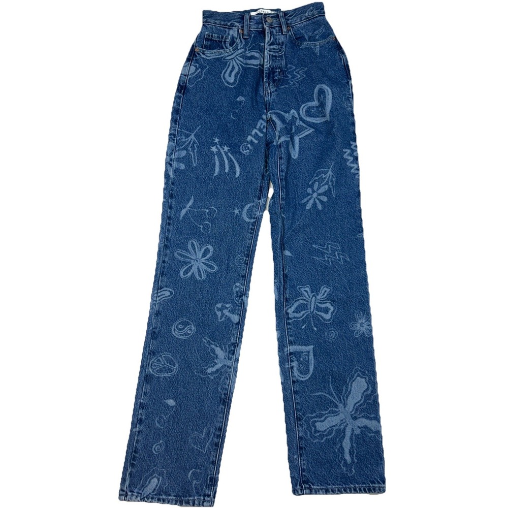 NWT Pacsun Eco Mixed Graphic Print Dad Jeans Womens 22